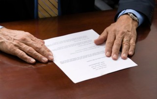 Businessman reading document