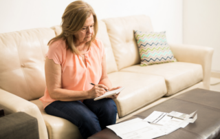 Lady checking bills